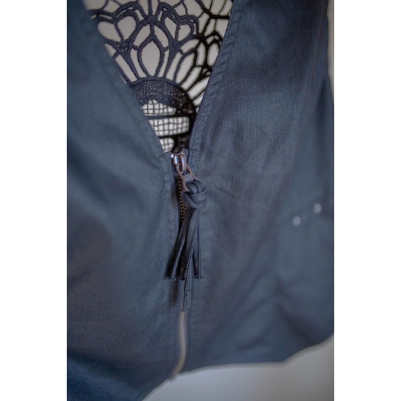 Harley Davidson Womens Crochet Back Zippered Vest SZ L? - Picture 3 of 12